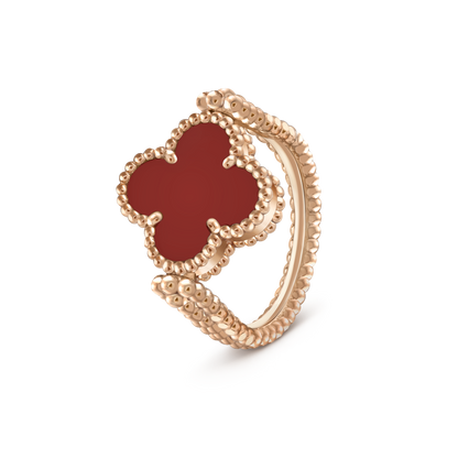 Vintage Alhambra Reversible Carnelian Cubic Zirconia Ring