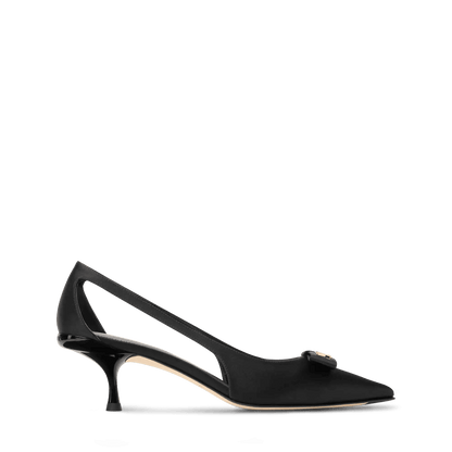 Women's 6AM Pump Black Satin Kitten Heel 1AK2KC