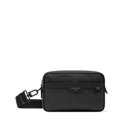 Alpha Messenger Monogram Shadow Calfskin Leather Black-Toned Hardware