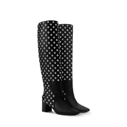 Women's Avalon High Boot Black Grained Calf Leather 1AJOGZ