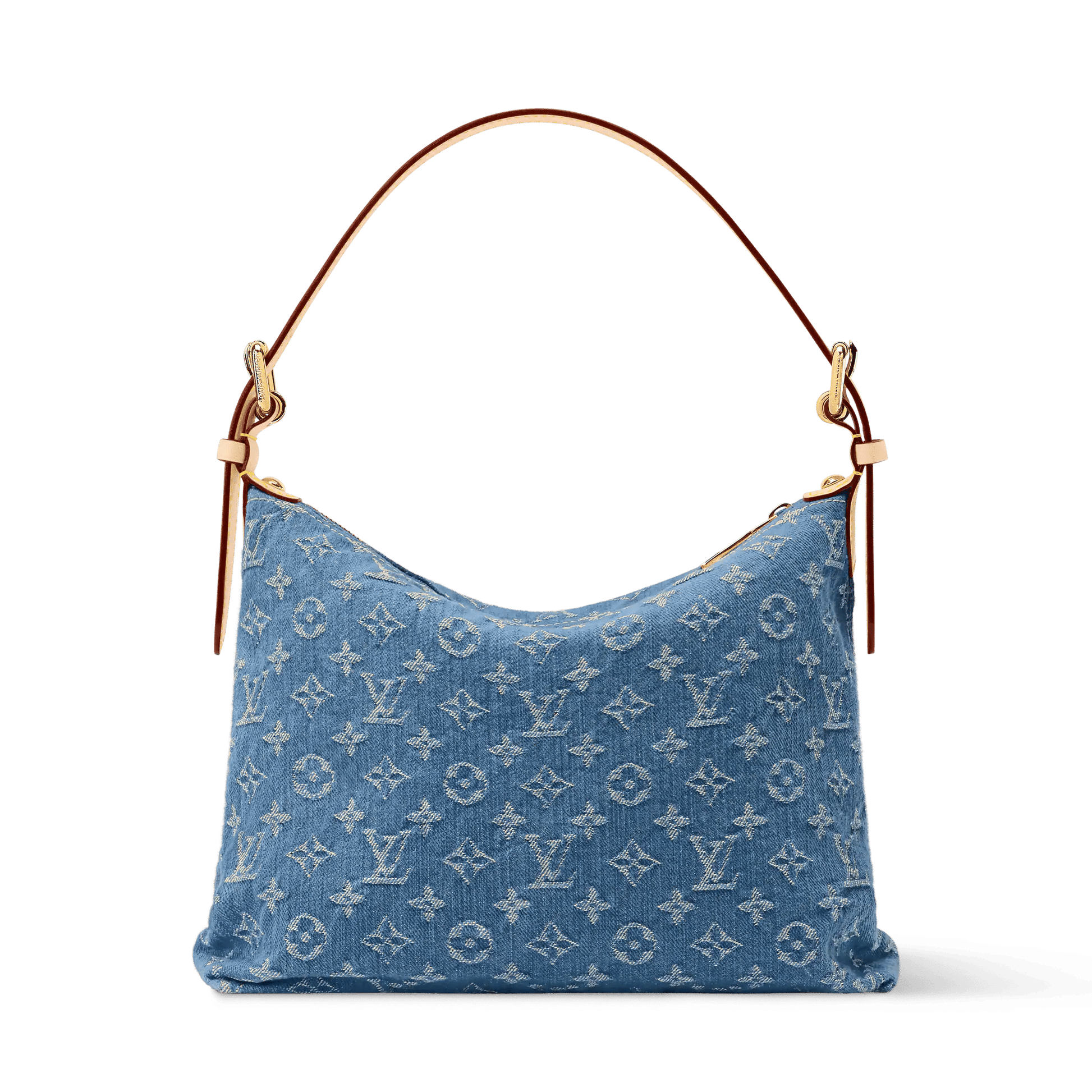 Baggy NM Blue Denim Cowhide-Leather Trim Gold-Toned Hardware