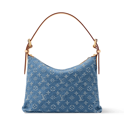 Baggy NM Blue Denim Cowhide-Leather Trim Gold-Toned Hardware