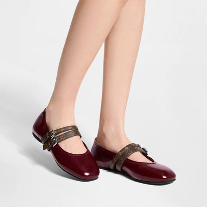 Women's Bella Mary-Jane Ballerina Bordeaux Naplak Leather 1AJLPR