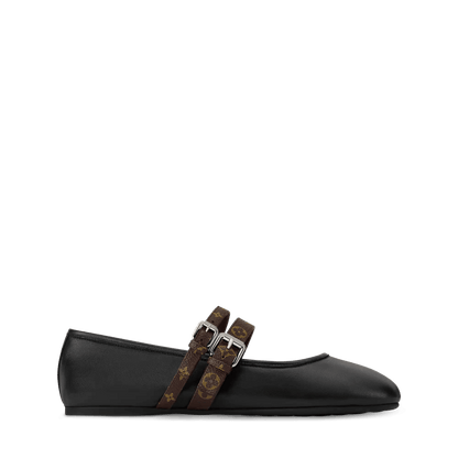 Women's Bella Mary-Jane Ballerina Black Lambskin 1AJQTJ
