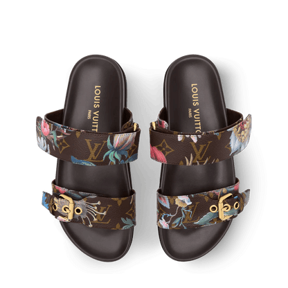 Women's Bom Dia Comfort Cacao Monogram Canvas Mule 1AK23C