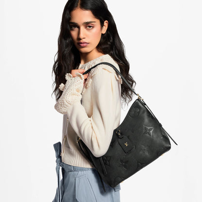 Women's CarryAll PM Black Monogram Empreinte Leather Hobo Bag M46288