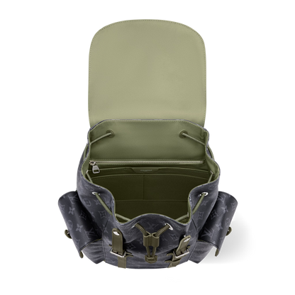 Christopher MM Monogram Eclipse Canvas Khaki Green Ruthenium-Tone Brass Hardware