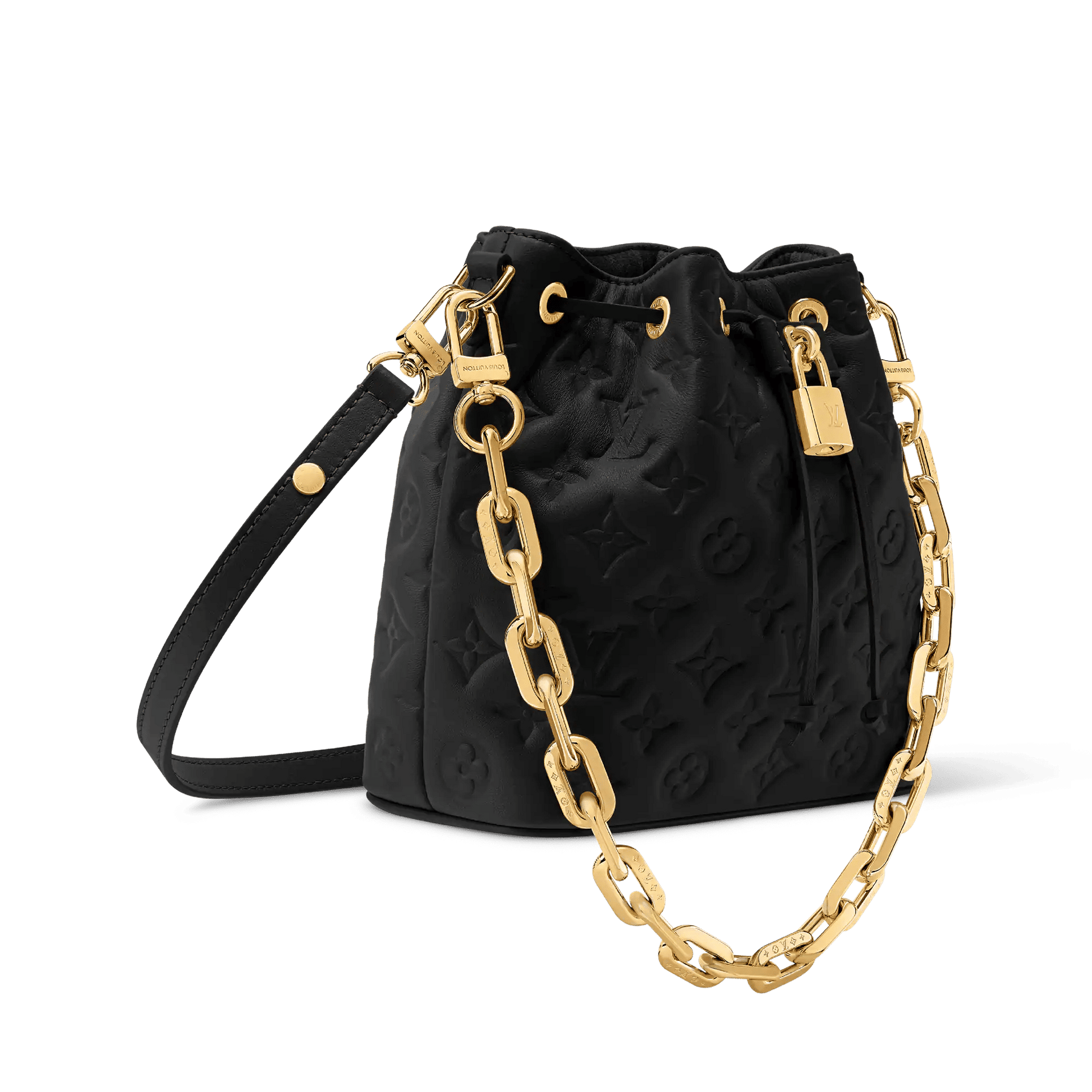 Women's Coussin Bucket Monogram Embossed Lambskin Leather Bucket Bag M26216