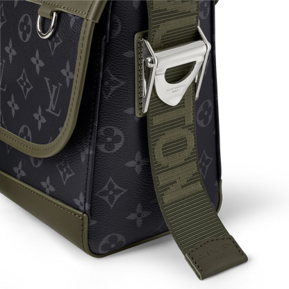 Courrier Messenger Monogram Eclipse Khaki Green Cowhide Palladium-Tone Brass
