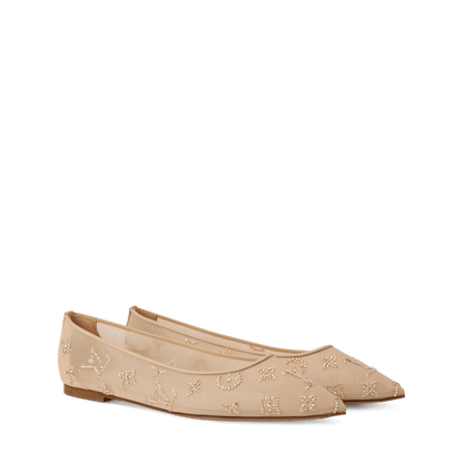 Women's Gala Flat Ballerina Nude Mesh/Strass 1AIDQS
