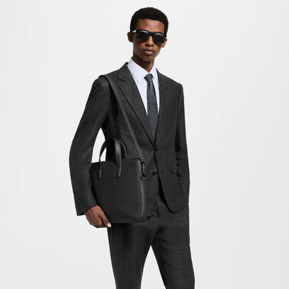 Men's Gate Briefcase Waxy Calfskin Black