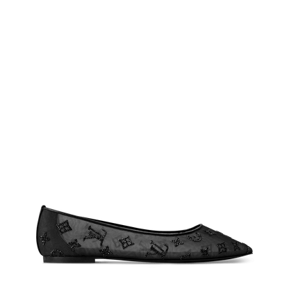 Women's Gala Flat Ballerina Black Mesh/Strass 1AIDR8