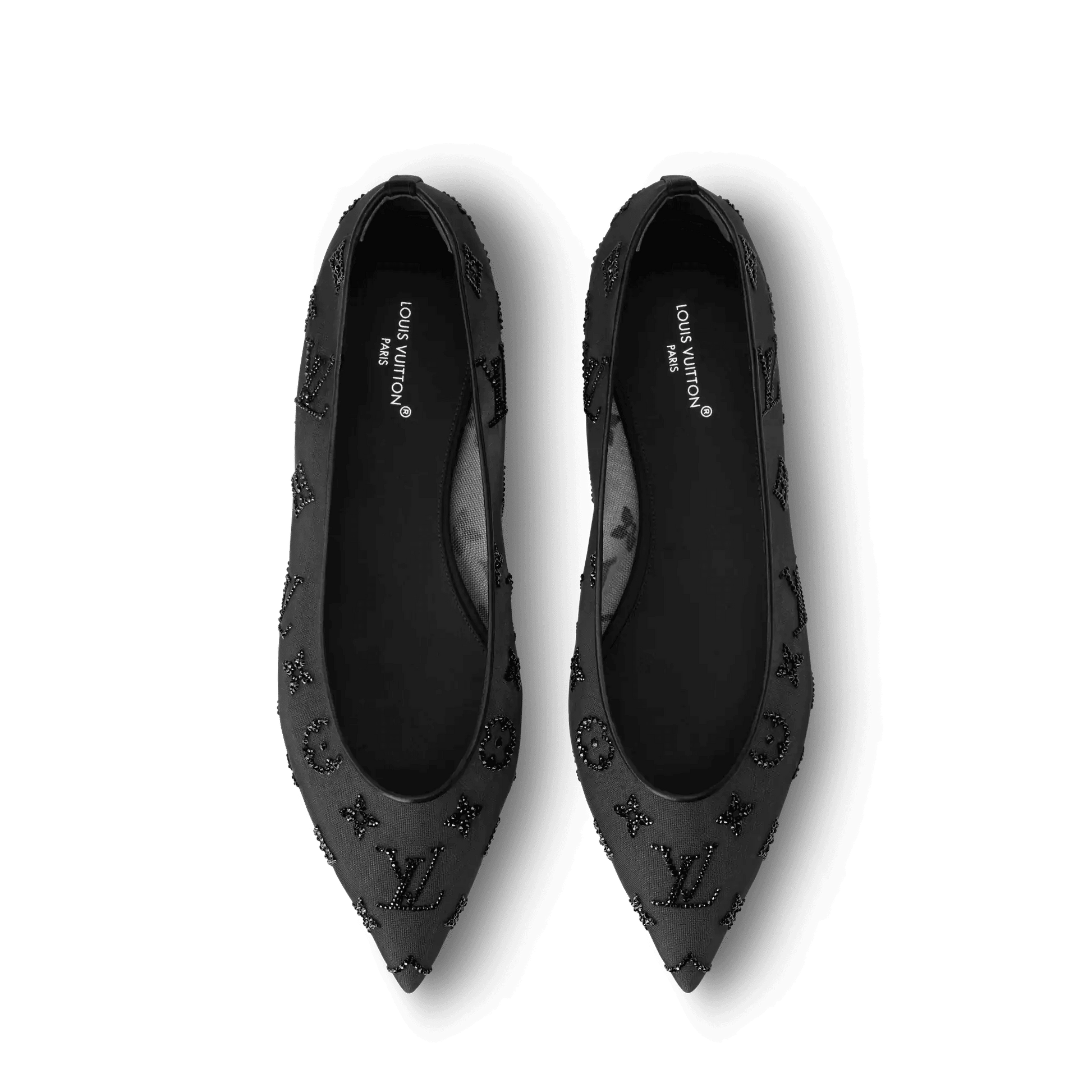 Women's Gala Flat Ballerina Black Mesh/Strass 1AIDR8