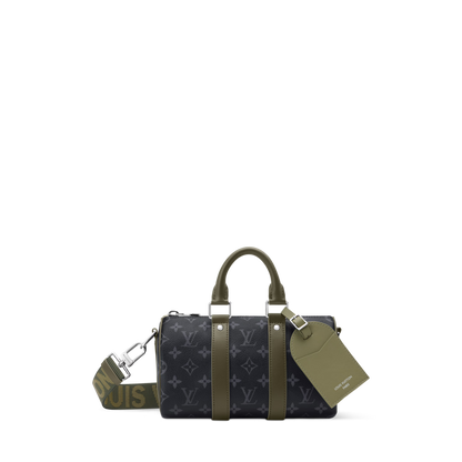 Keepall Bandoulière 25 Monogram Eclipse Canvas Khaki Green Ruthenium Hardware