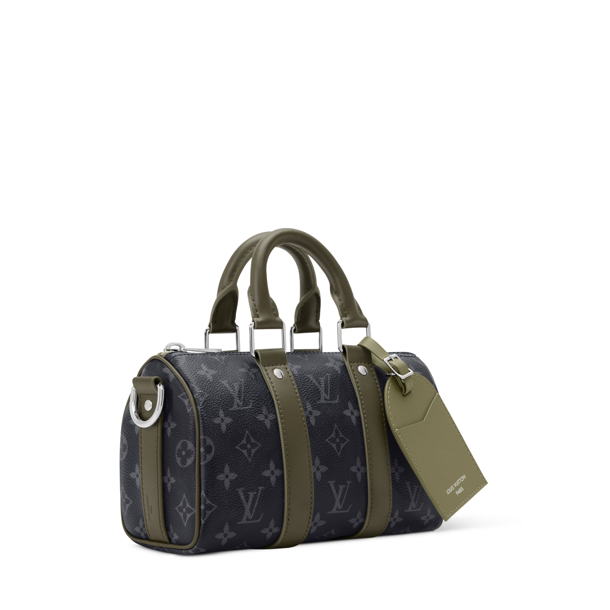 Keepall Bandoulière 25 Monogram Eclipse Canvas Khaki Green Ruthenium Hardware