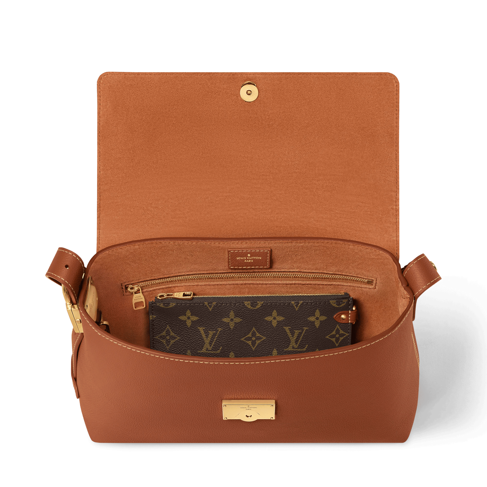 Women's Low Key Messenger Cognac Calfskin Leather Flap Bag M13151