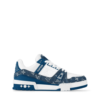 Women's LV Trainer Sneaker Light Blue Calf Leather Monogram Denim 1AC2AG