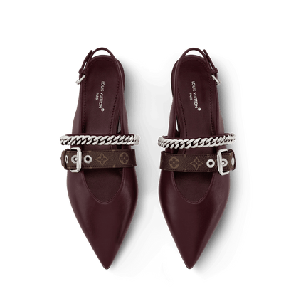 Women's LV Vibe Slingback Flat Ballerina Bordeaux Lambskin 1AICNX