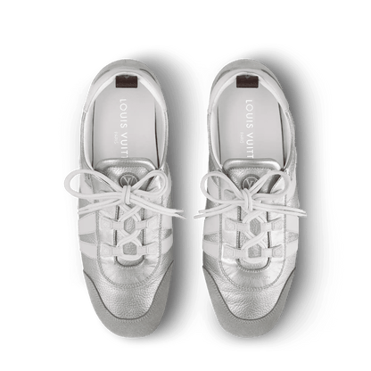 Women's LV Sneakerina Sneaker Silver Metallic Grained Calf Leather 1AHOJD