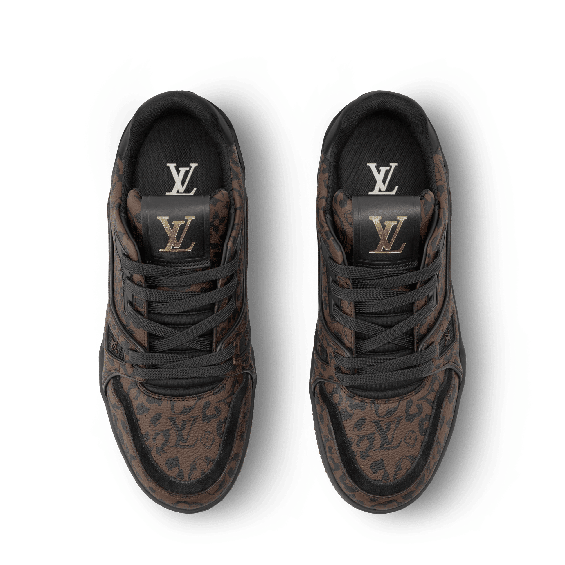 Women's LV Trainer Monogram Leopard Grained Calf Leather Sneaker 1AJJV7