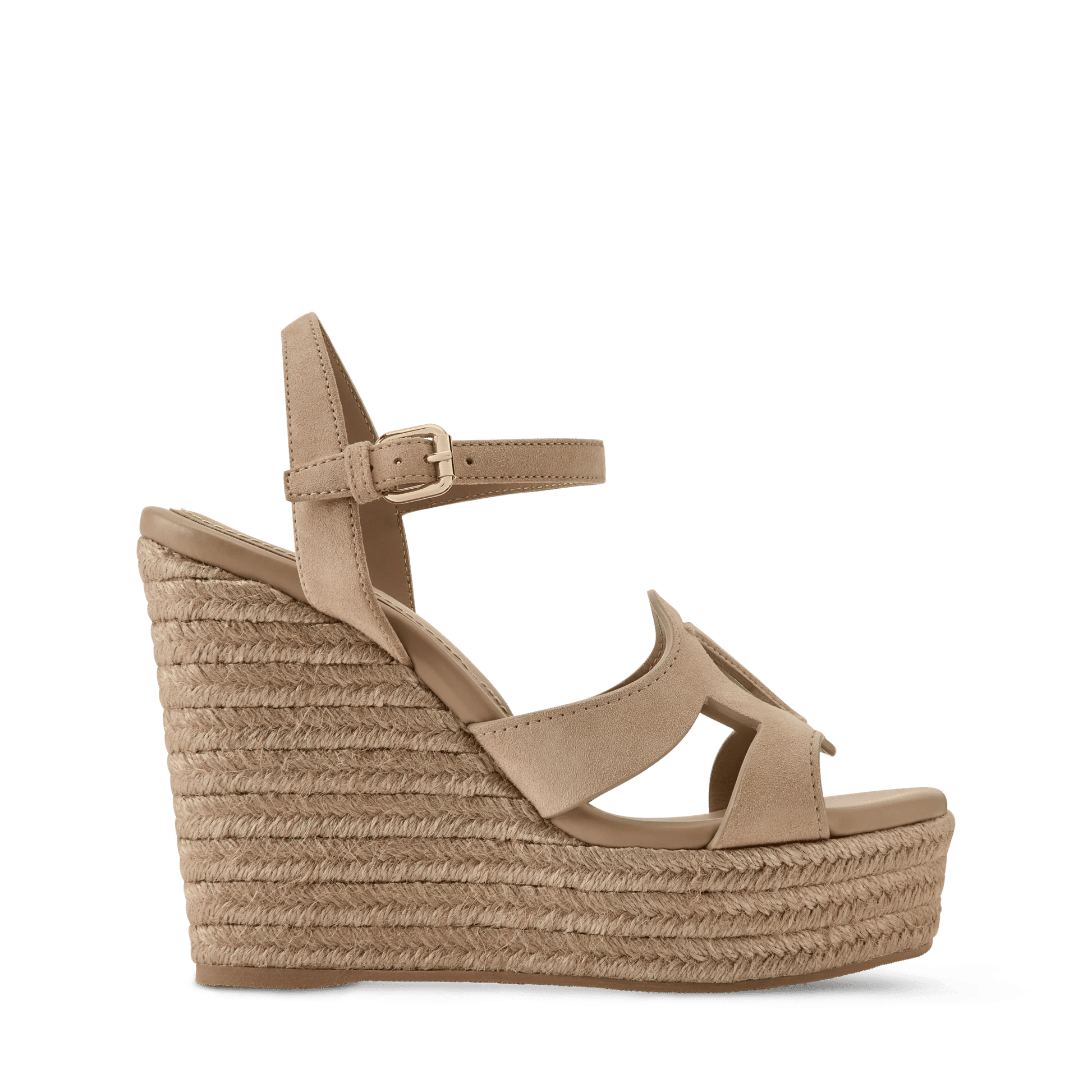 Women's LV Isola Beige Suede Baby Goat Leather Wedge Espadrille 1AJNBI