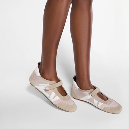 Women's LV Sneakerina Mary Jane Technical Satin Suede Calf Leather Sneaker 1AJP00