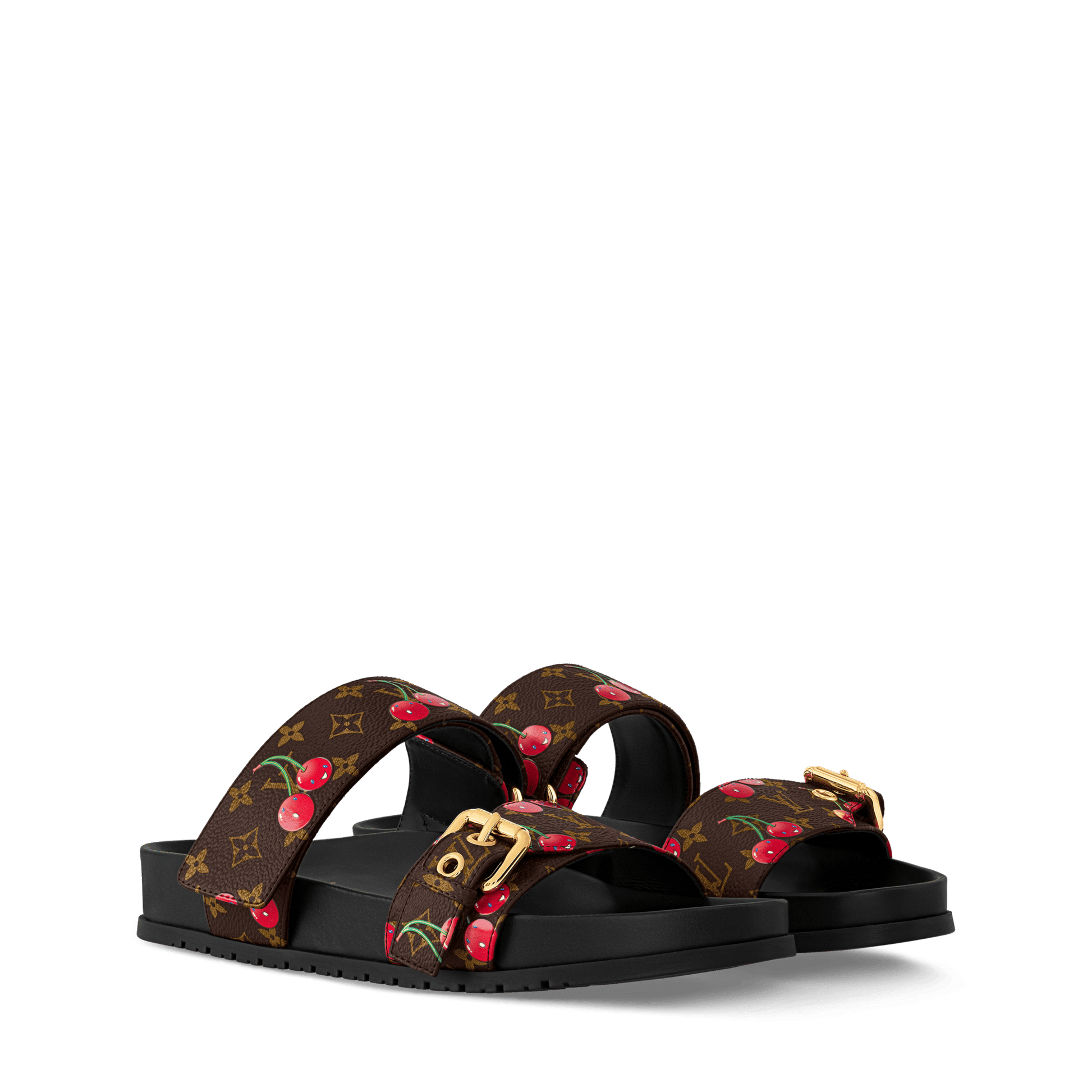 Women's Bom Dia Flat Comfort Mule Brown Monogram Cherry 1AHM03