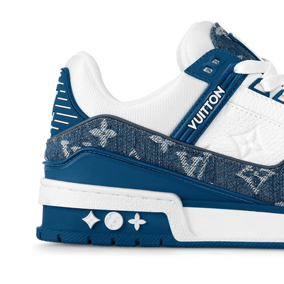 Women's LV Trainer Sneaker Light Blue Calf Leather Monogram Denim 1AC2AG