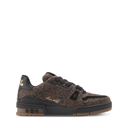 Women's LV Trainer Monogram Leopard Grained Calf Leather Sneaker 1AJJV7
