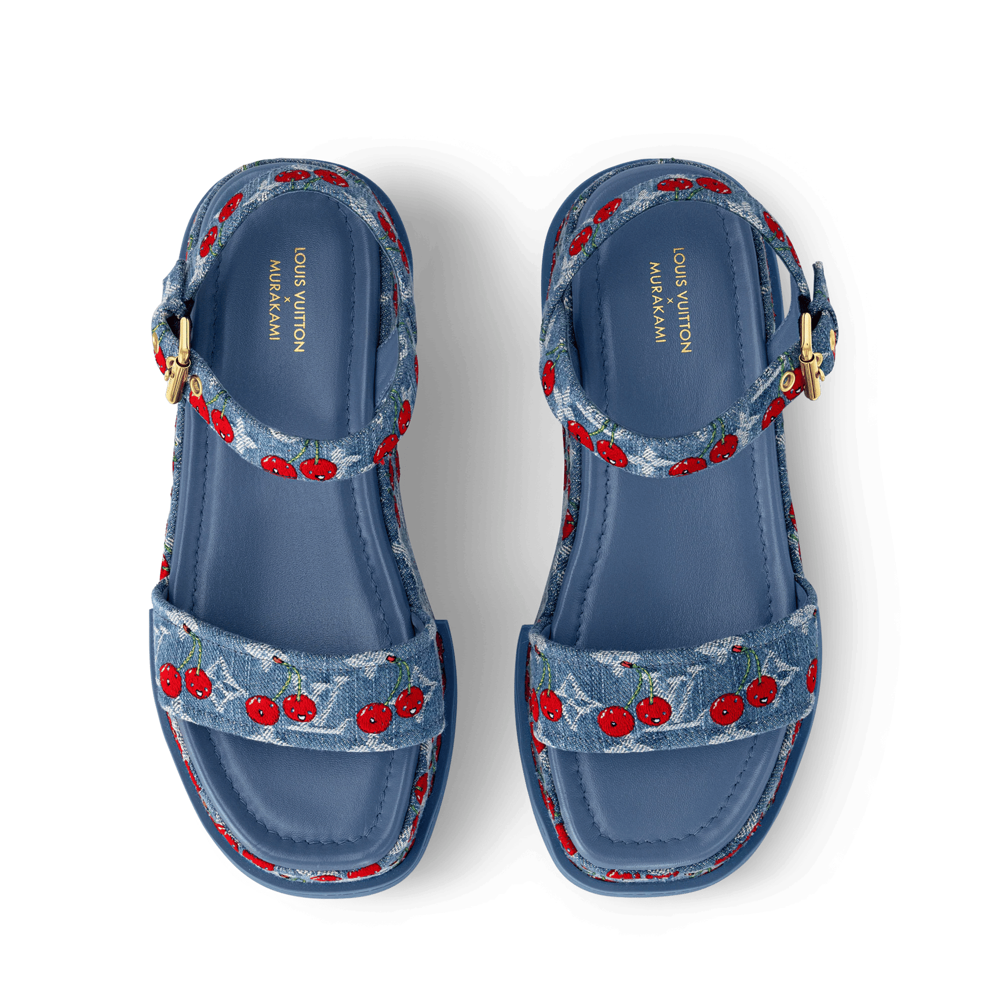 Women's Maya Platform Sandal Blue Monogram Cherry Denim 1AHNYD