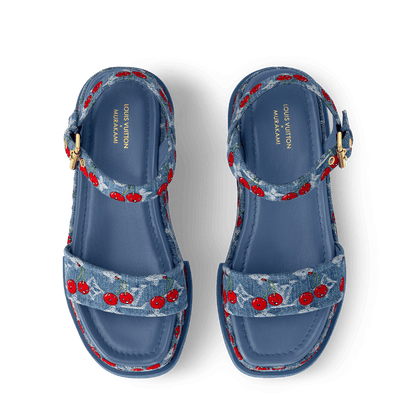 Women's Maya Platform Sandal Blue Monogram Cherry Denim 1AHNYD