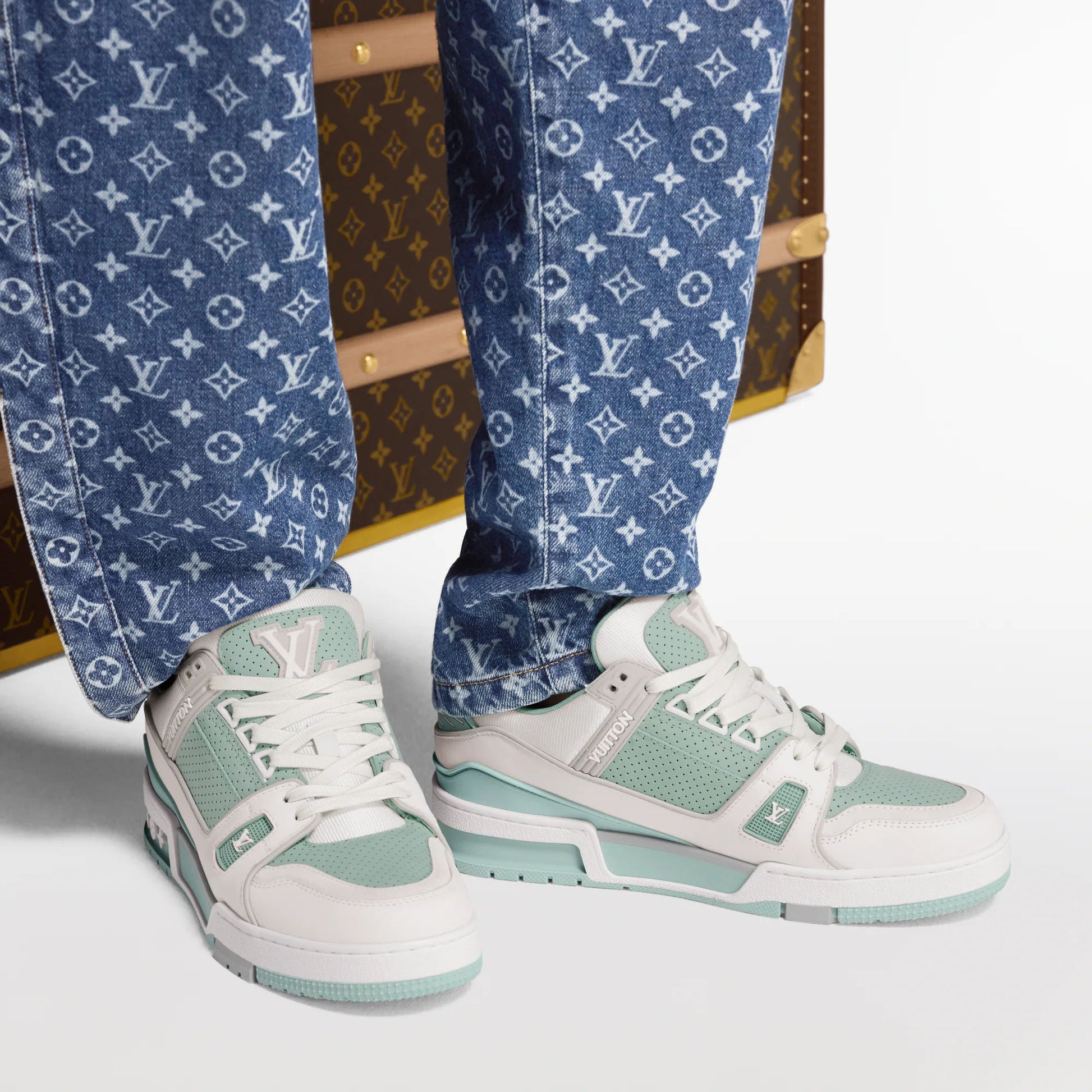 Women's LV Trainer Sneaker Perforated Calf Leather 1AHWRJ