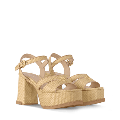 Women's Maya Heeled Platform Sandal Natural Raffia 1AHNPG
