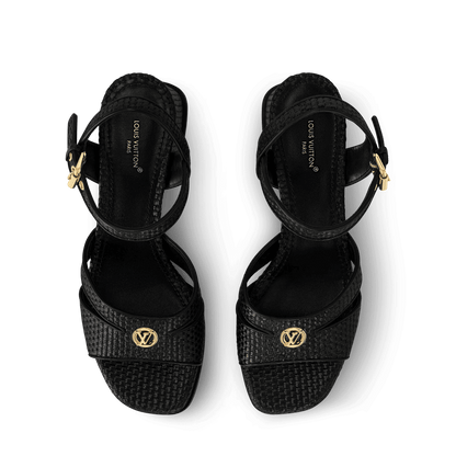 Women's Maya Heeled Platform Sandal Black Raffia 1AHNP0