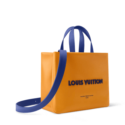 Men's Mini Shopper Tote Monogram Calf Leather Safran Yellow