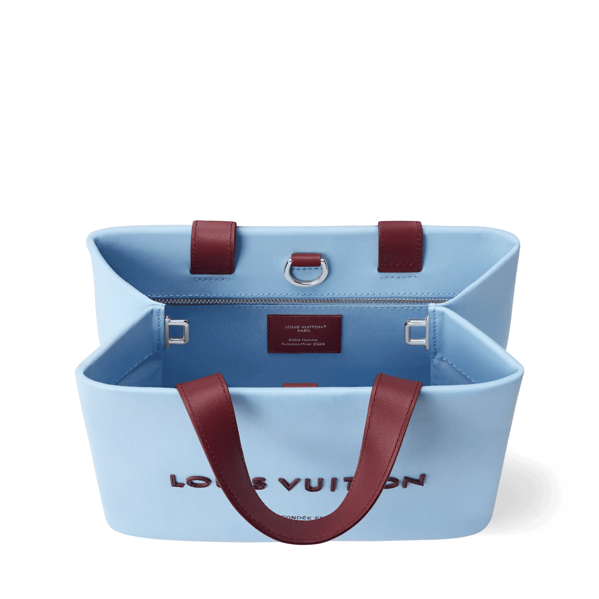 Mini Shopper Tote Calfskin Leather Frost Blue Silver-Toned Hardware