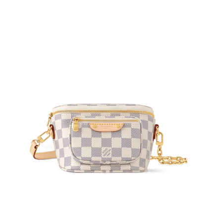 Mini Bumbag Damier Azur Coated Canvas Gold-Toned Hardware