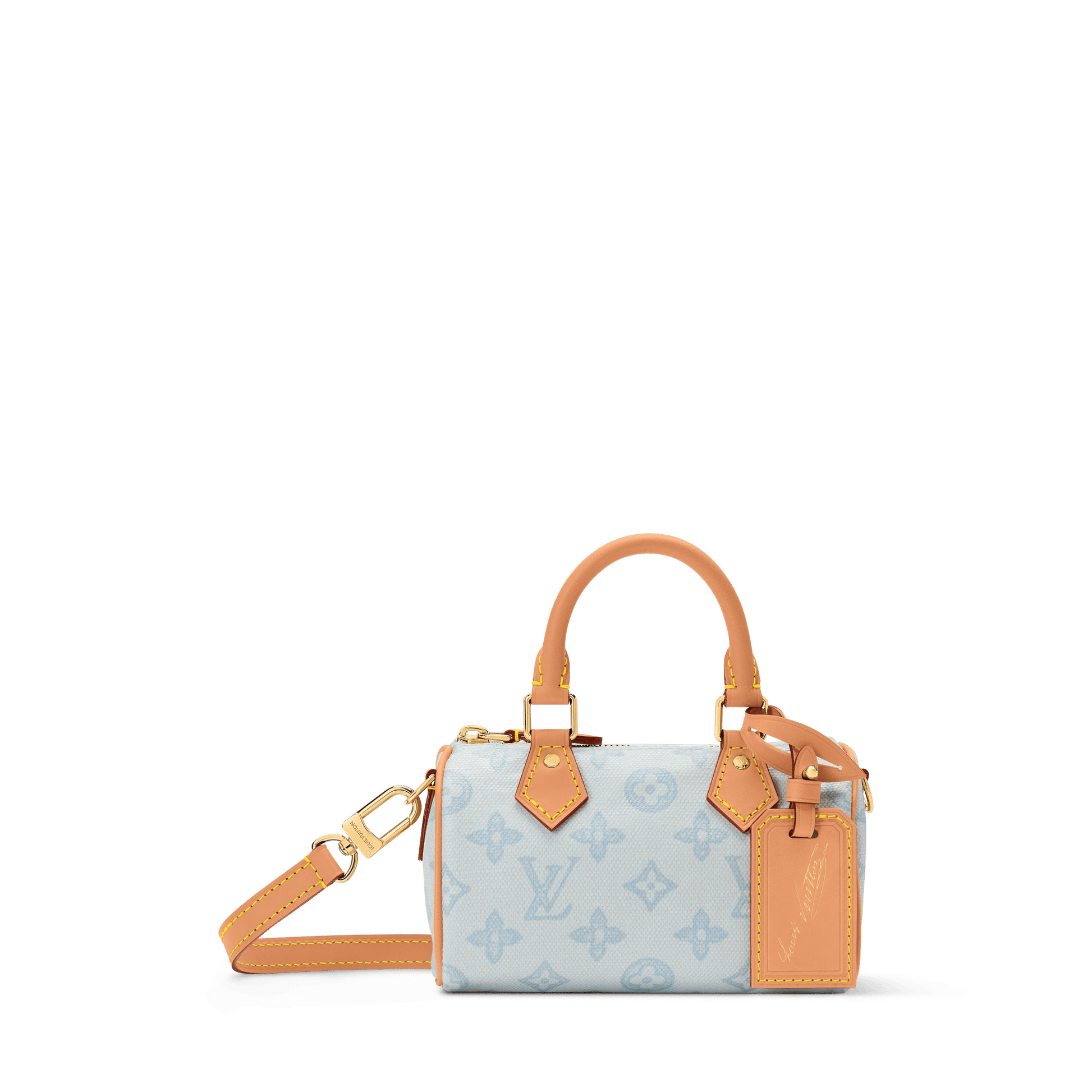 Nano Speedy Monogram Origine Canvas Bleu Courrier Gold-Toned Hardware