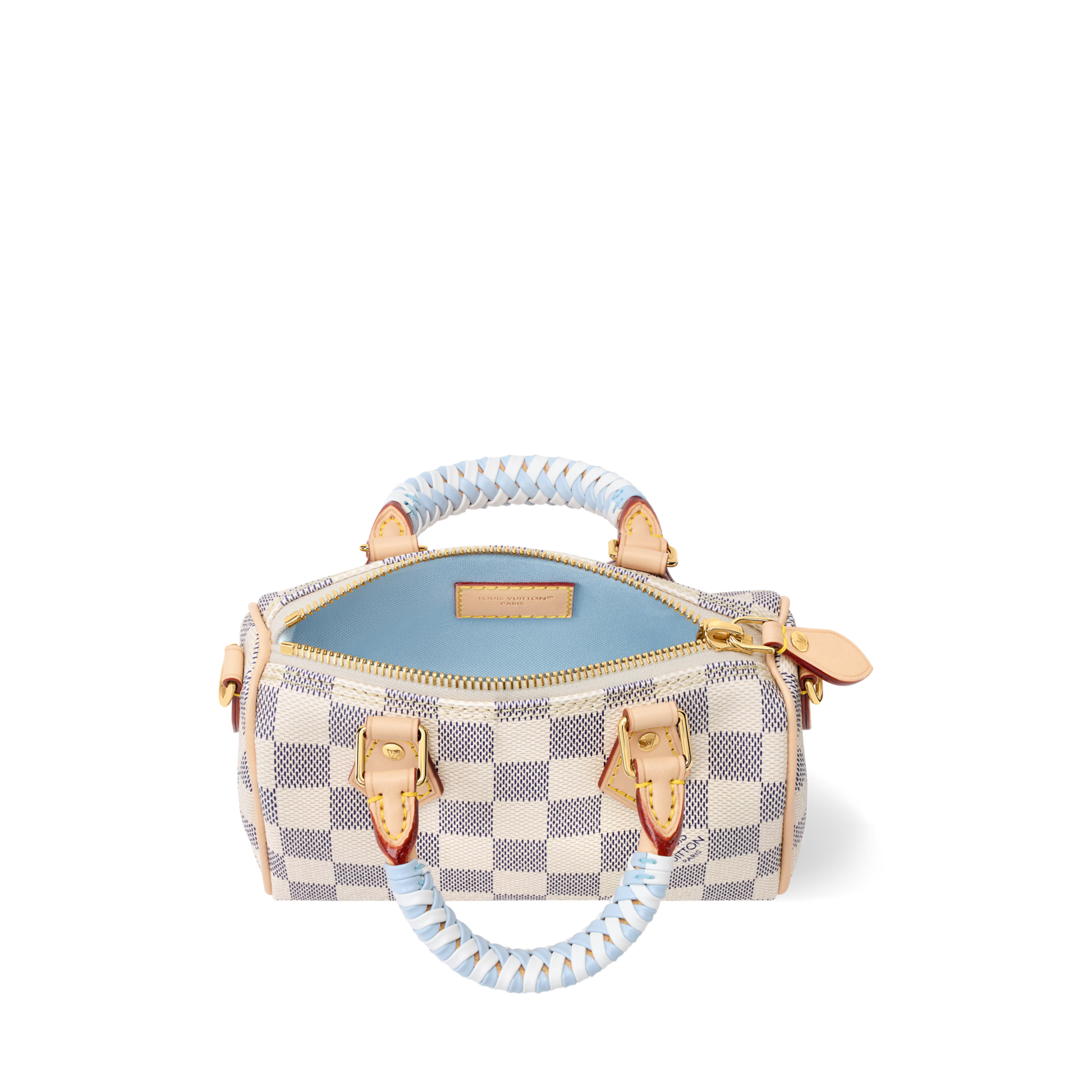 Nano Speedy Damier Azur Coated Canvas Gold-Toned Hardware
