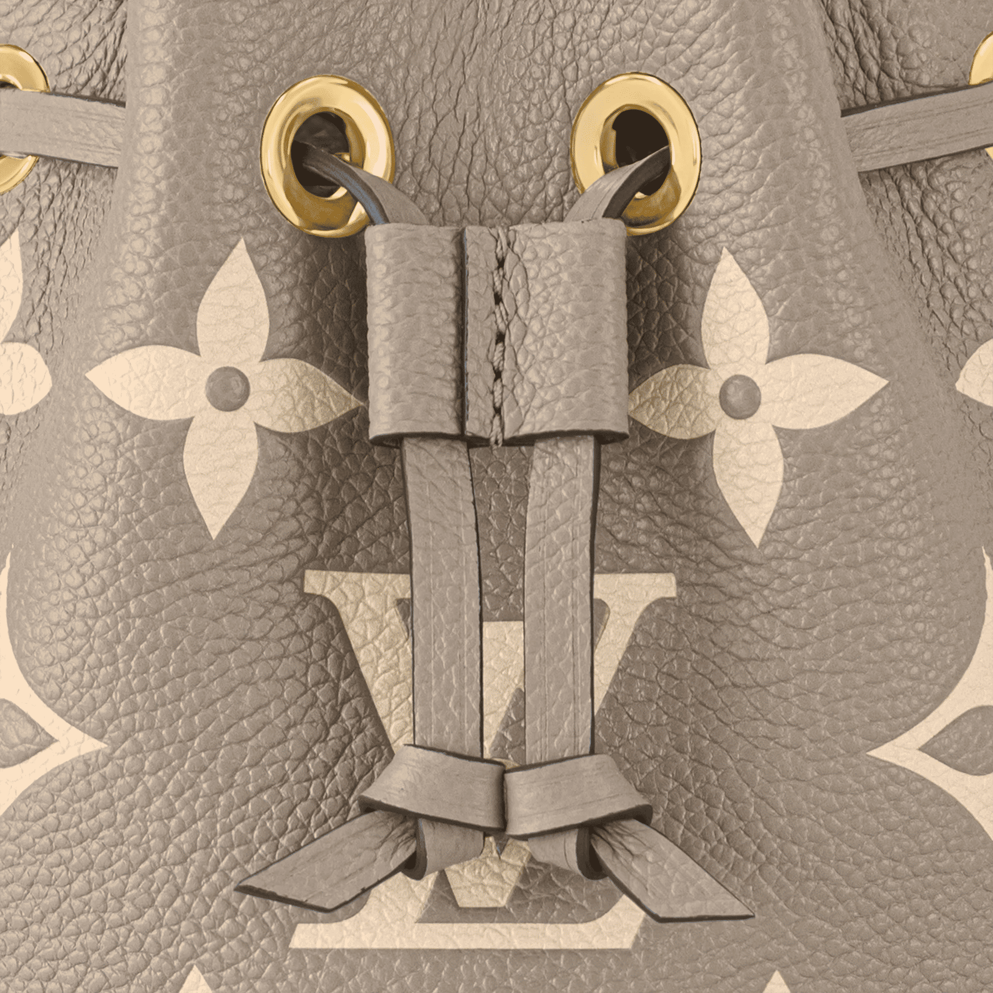 Nano Noé Bicolor Monogram Empreinte Leather Tourterelle Gray Gold-Toned Hardware