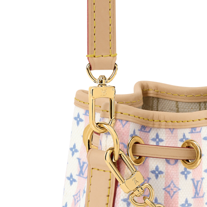 Nano Noé Minigram Canvas Stamp Blue Gold-Toned Hardware