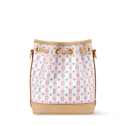 Nano Noé Minigram Canvas Stamp Blue Gold-Toned Hardware