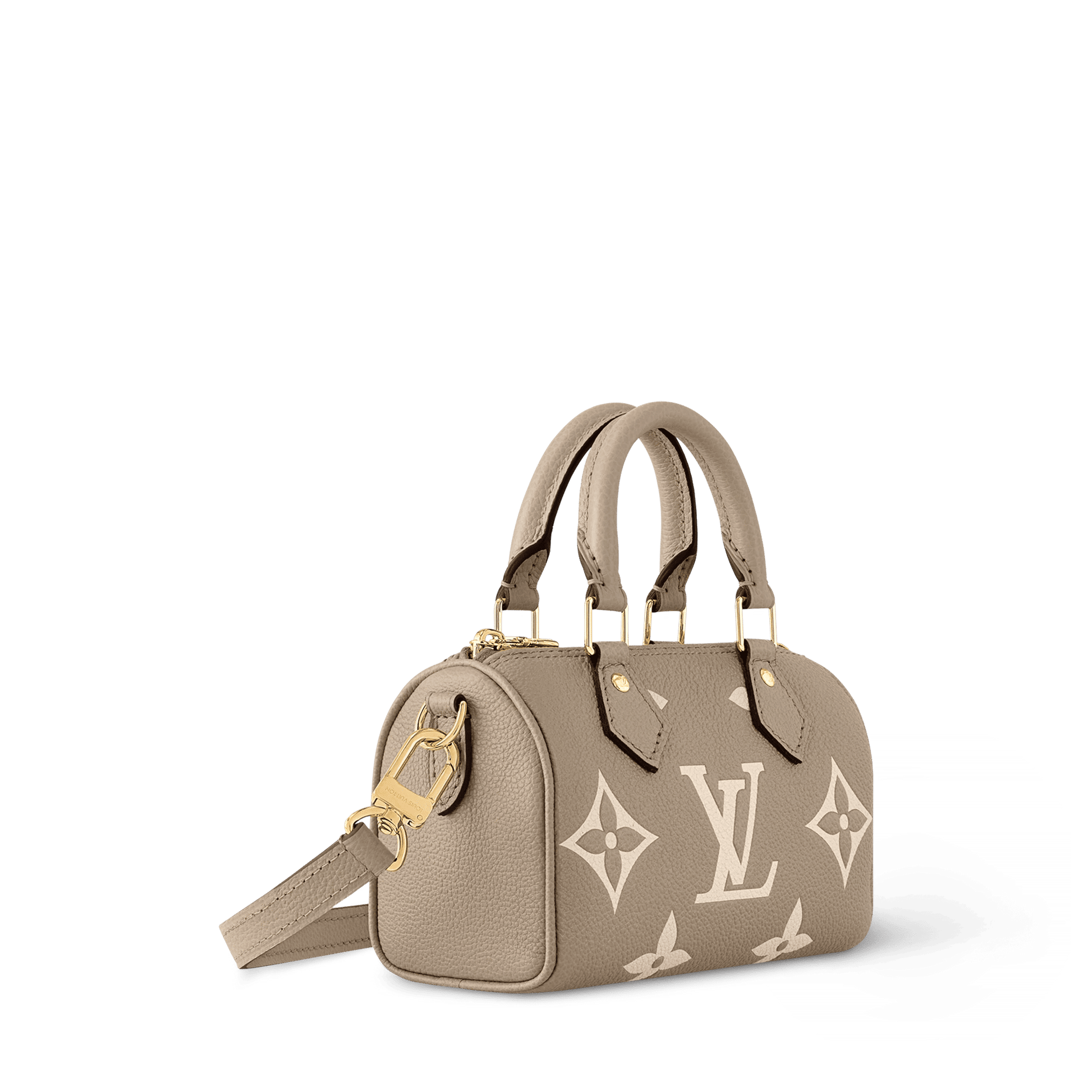 Nano Speedy Monogram Empreinte Leather Dove Cream Gold-Toned Hardware