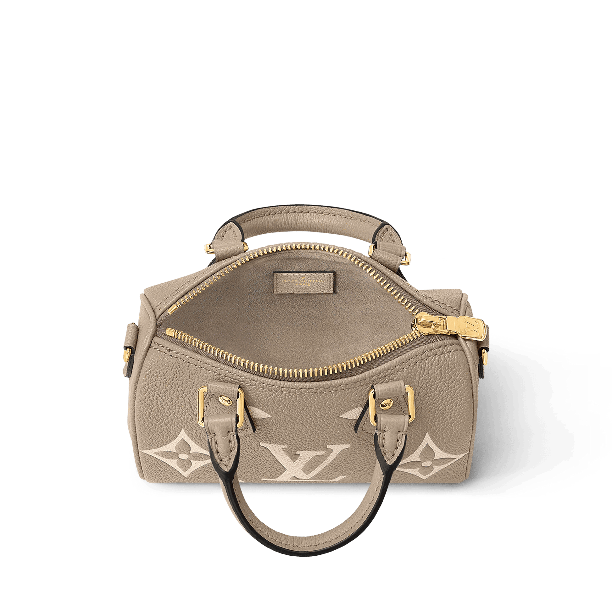 Nano Speedy Monogram Empreinte Leather Dove Cream Gold-Toned Hardware