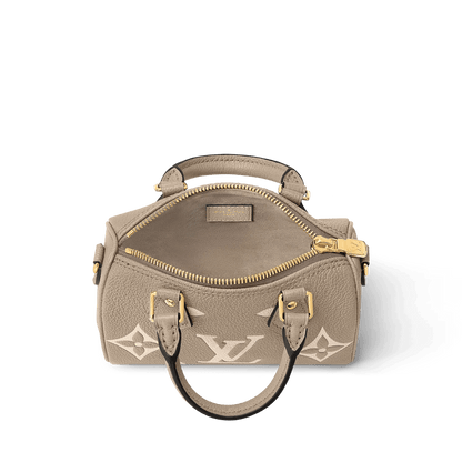 Nano Speedy Monogram Empreinte Leather Dove Cream Gold-Toned Hardware