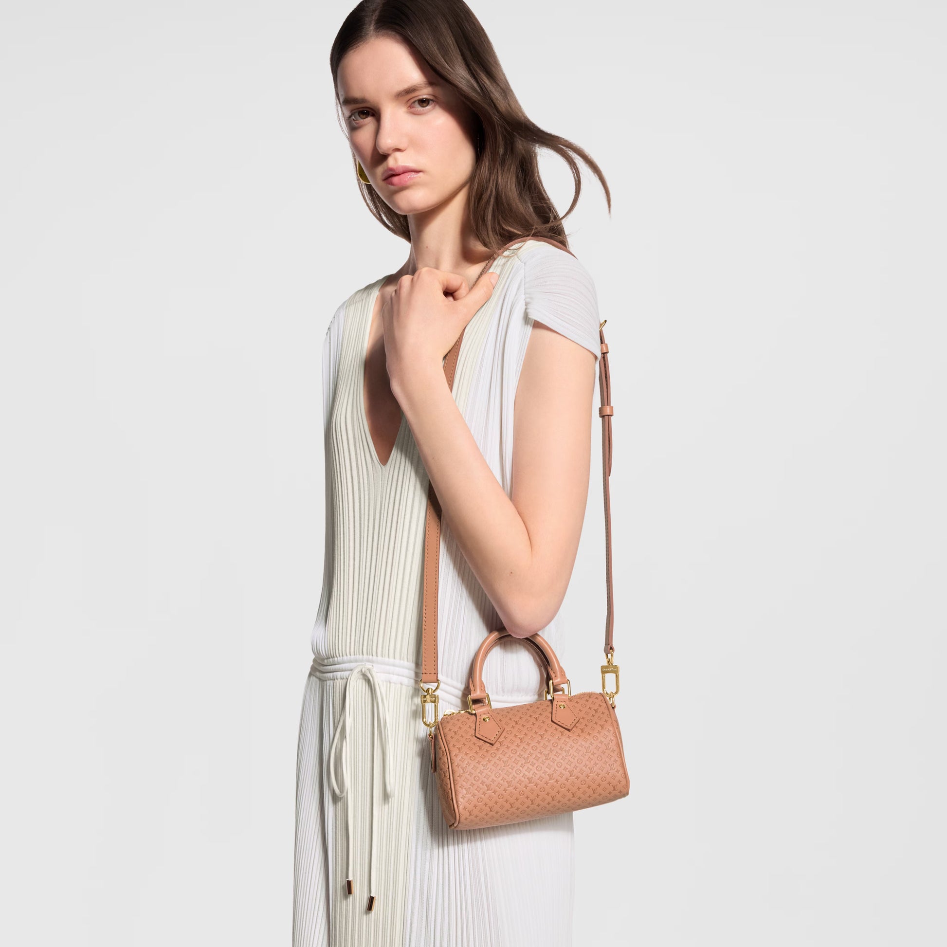 Nano Speedy Calfskin Leather Hazelnut Gold-Toned Hardware