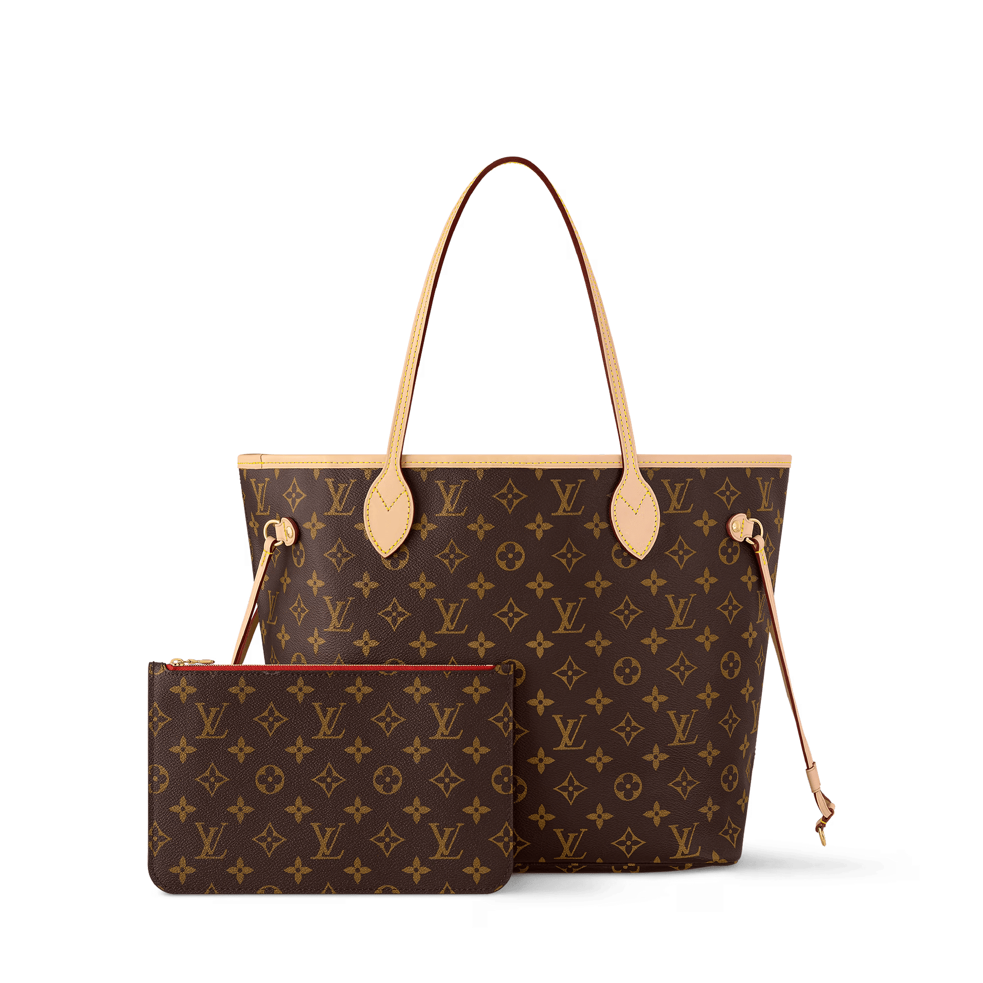 Neverfull MM Monogram Coated Canvas Cherry Gold-Toned Hardware