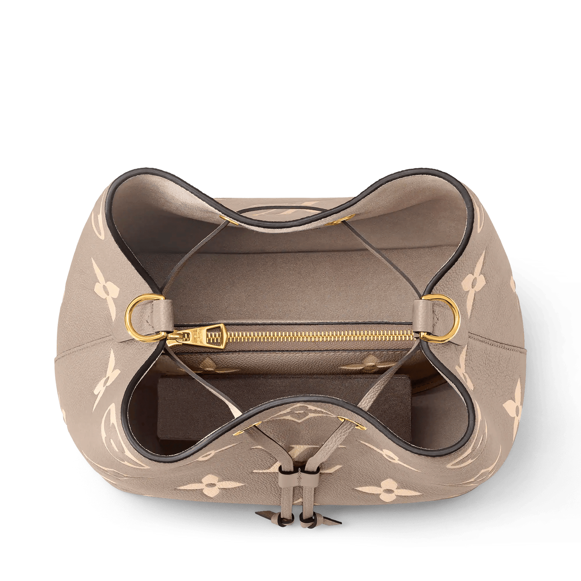 NéoNoé MM Bicolor Monogram Empreinte Leather Tourterelle Gray Gold-Toned Hardware
