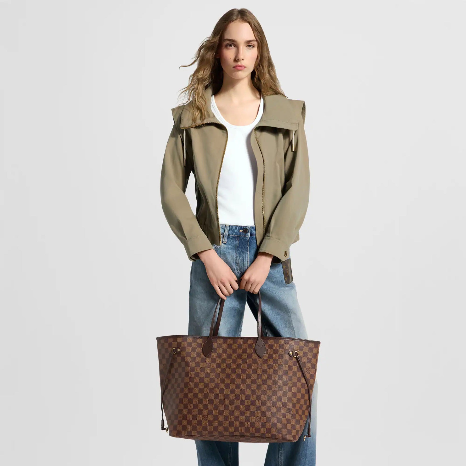 Women's Neverfull GM Damier Ebene Dark Chocolate Tote Bag