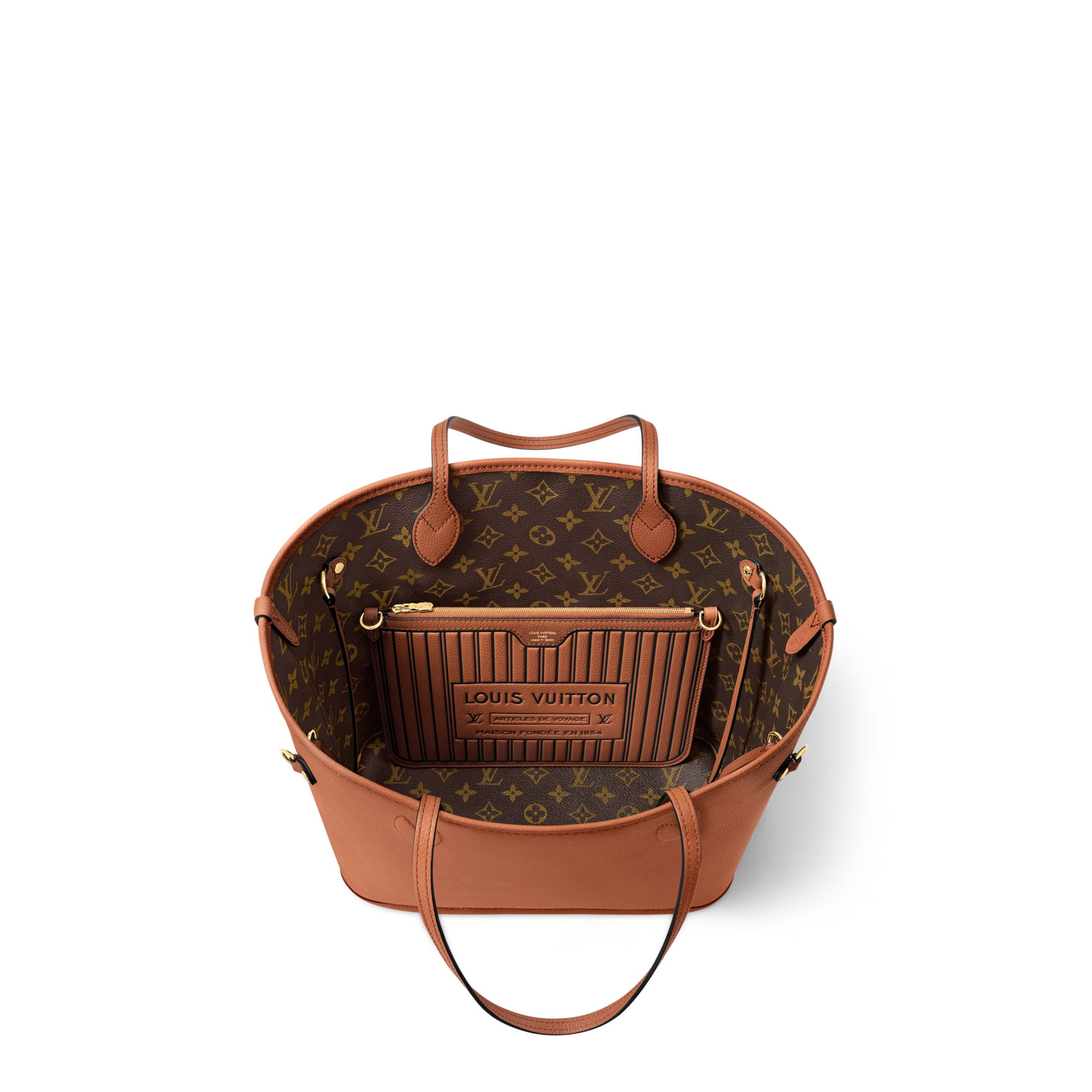 Neverfull Inside Out MM Monogram Coated Canvas Tan Gold-Toned Hardware